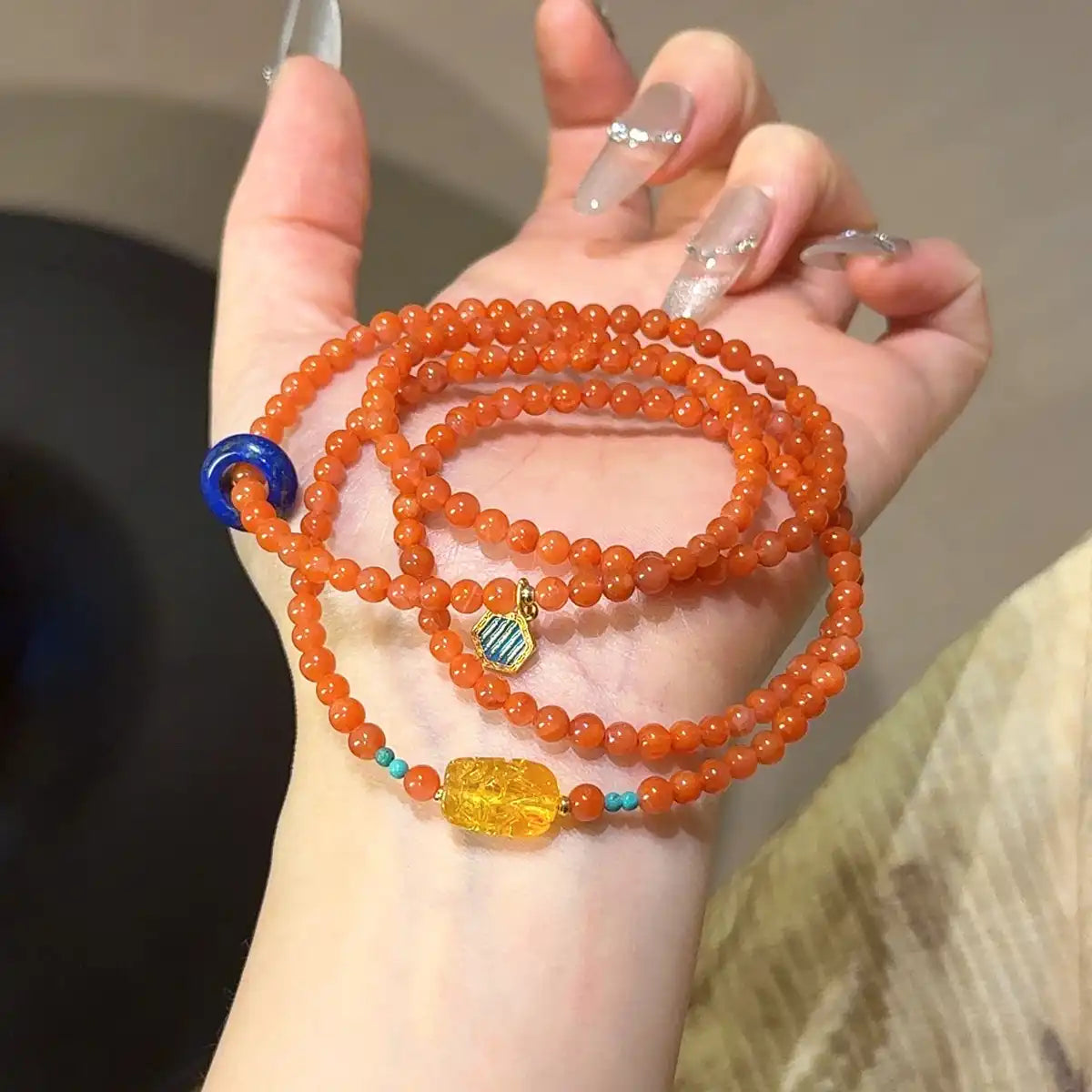 Ember Flow Multi-Wrap — Nanhong Agate Bracelet