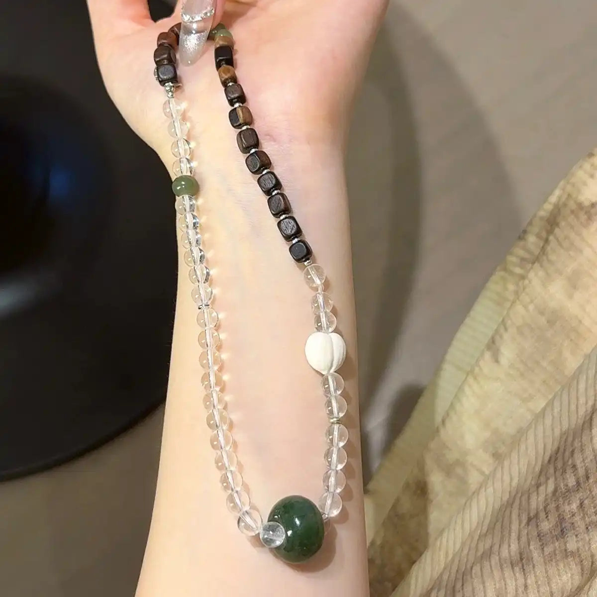 Clear Quartz · Agarwood · Jade Multi-Wrap Bracelet