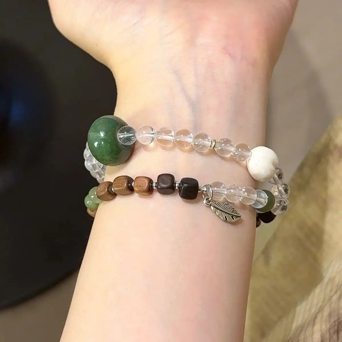 Clear Quartz · Agarwood · Jade Multi-Wrap Bracelet