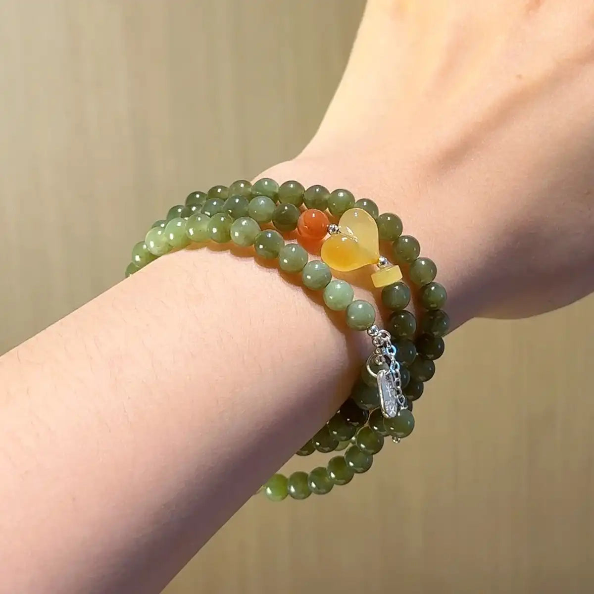 Jade · Amber · Nanhong Agate Multi-Wrap Bracelet