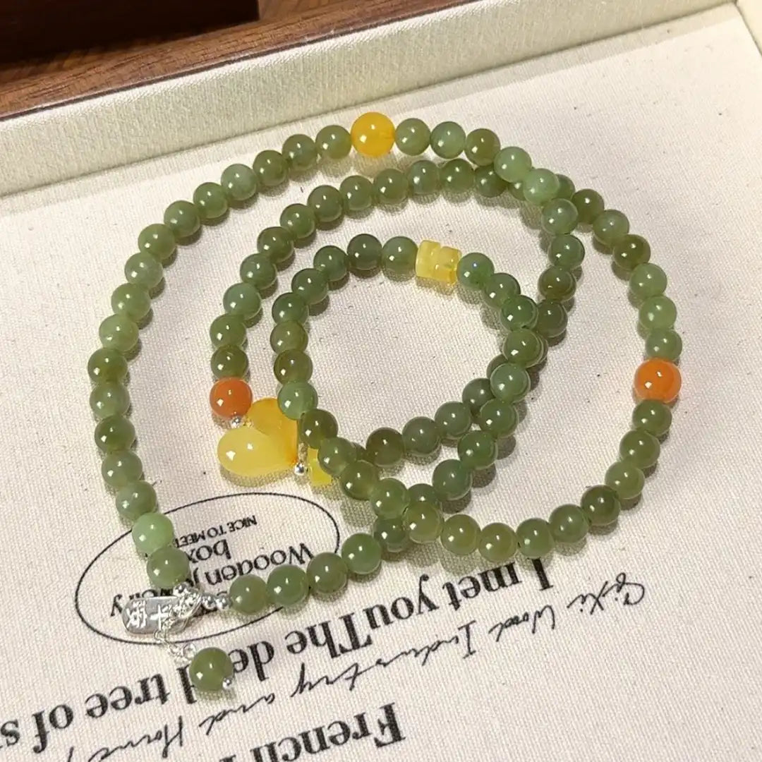 Jade · Amber · Nanhong Agate Multi-Wrap Bracelet