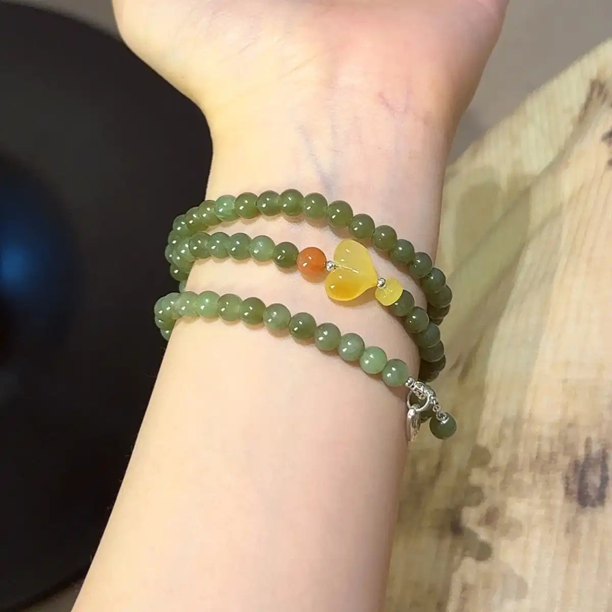 Jade · Amber · Nanhong Agate Multi-Wrap Bracelet