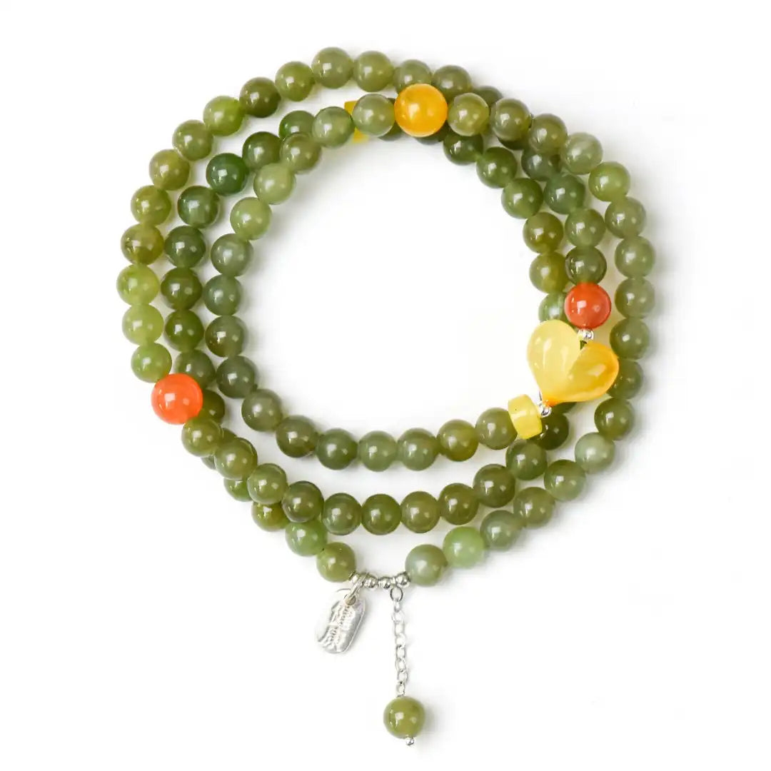 Jade · Amber · Nanhong Agate Multi-Wrap Bracelet