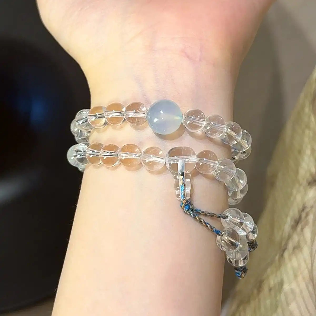 Handcrafted aquamarine; amber; clear-quartz Detail for Love - Astara