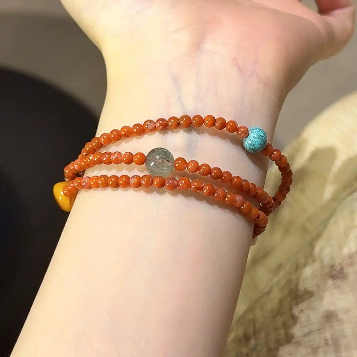 Crimson Harmony Multi-Wrap Bracelet