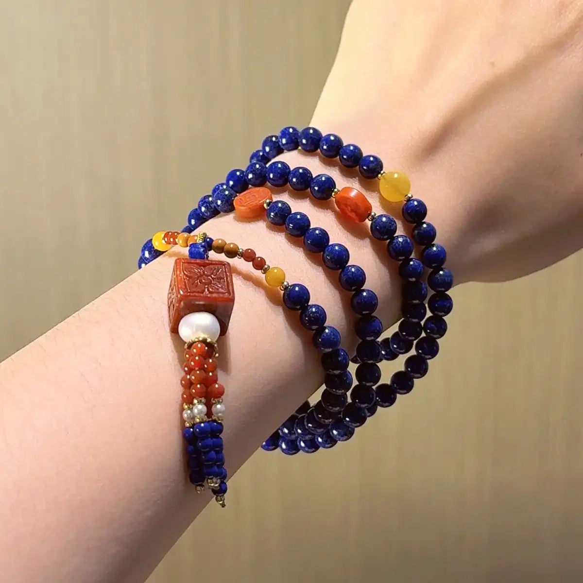 Midnight Crown — Lapis Lazuli Multi-Wrap Bracelet