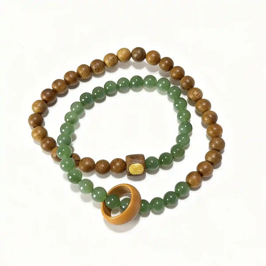 Agarwood Jade Walnut Wood Multi-Wrap Bracelet