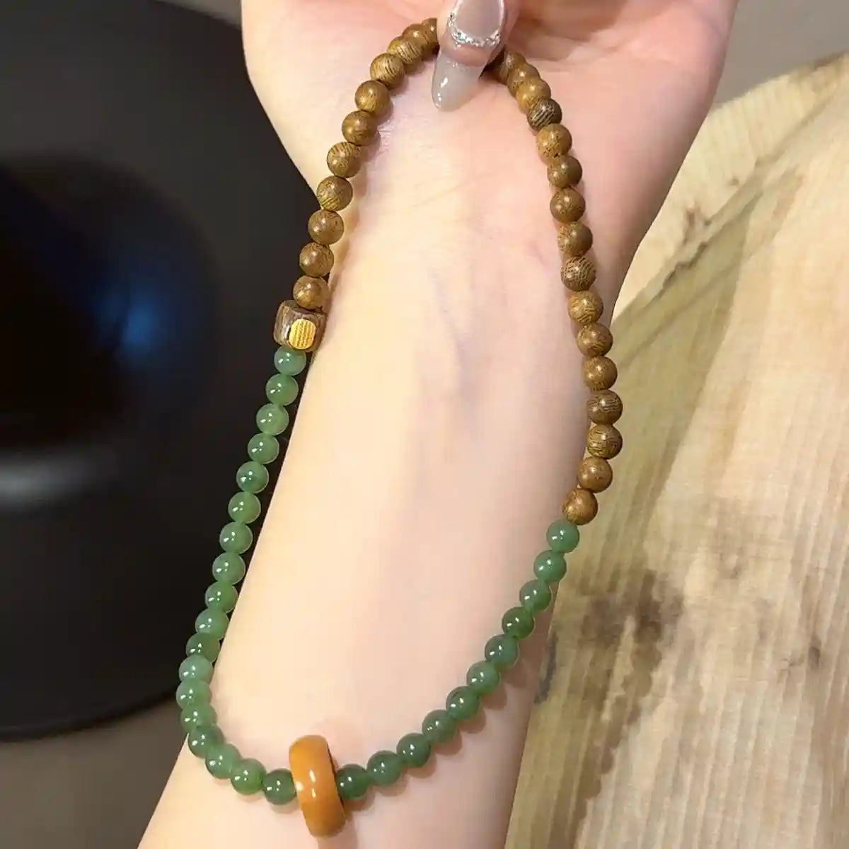 Agarwood Jade Walnut Wood Multi-Wrap Bracelet