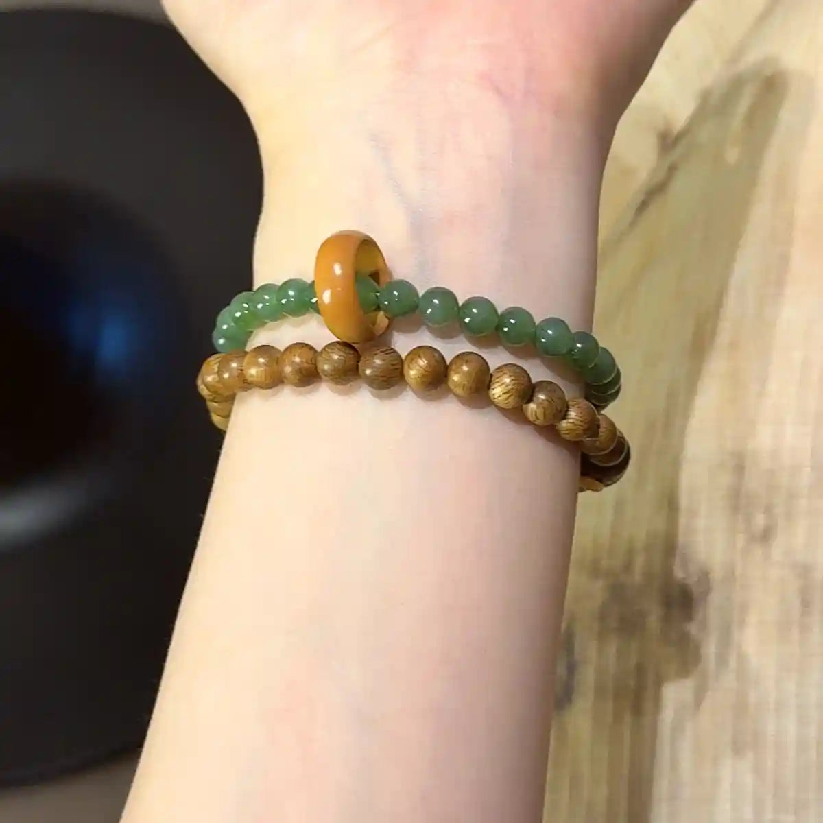 Agarwood Jade Walnut Wood Multi-Wrap Bracelet
