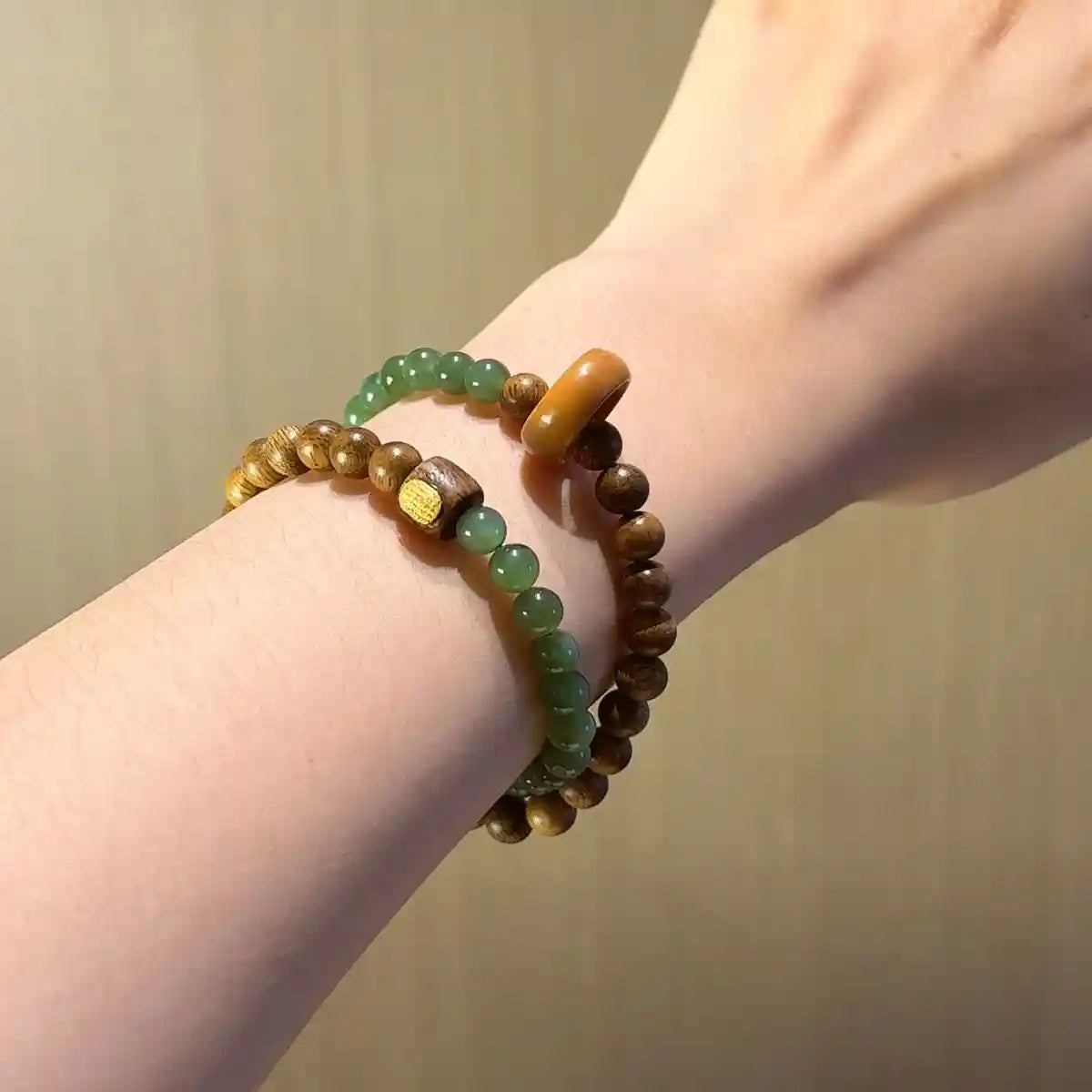 Agarwood Jade Walnut Wood Multi-Wrap Bracelet