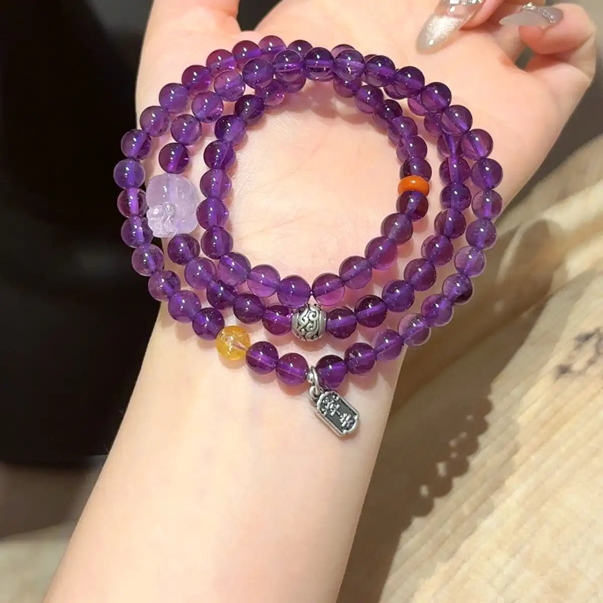 Golden Fortune Amethyst Wrap Bracelet