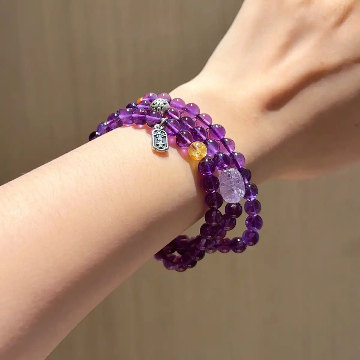 Golden Fortune Amethyst Wrap Bracelet