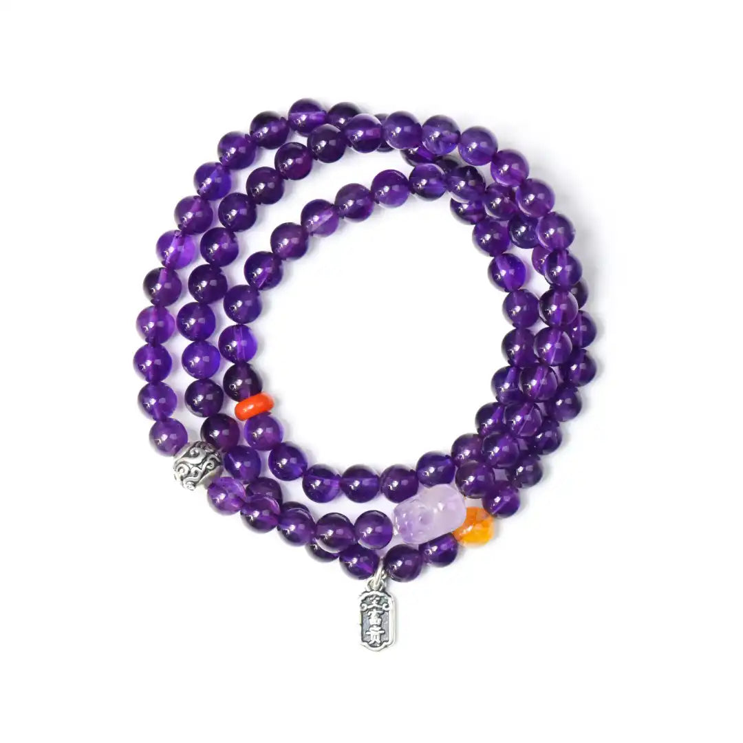 Golden Fortune Amethyst Wrap Bracelet