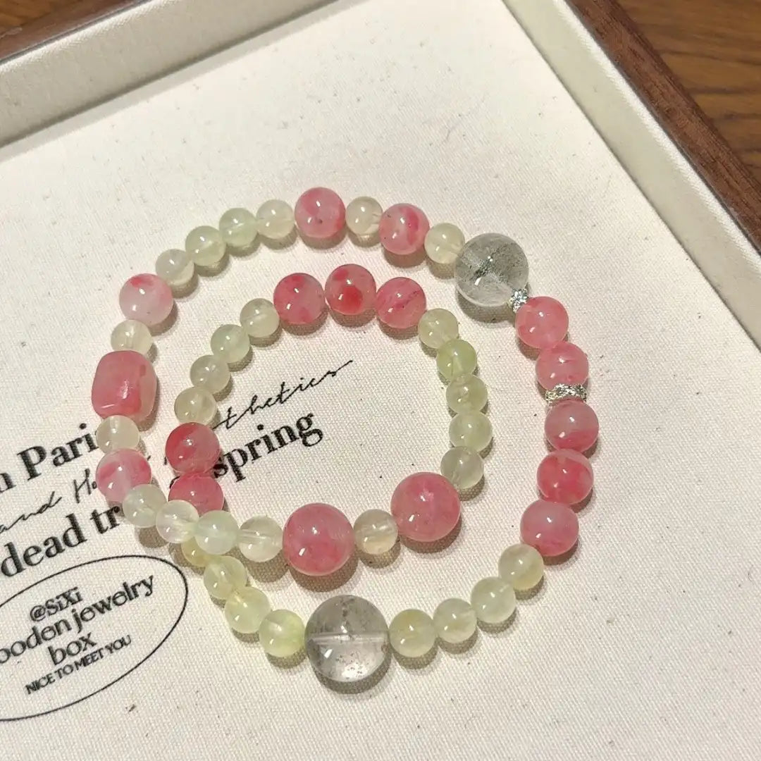 Prehnite · Rhodonite · Green Phantom Harmony Wrap Bracelet