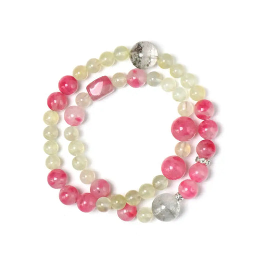 Prehnite · Rhodonite · Green Phantom Harmony Wrap Bracelet