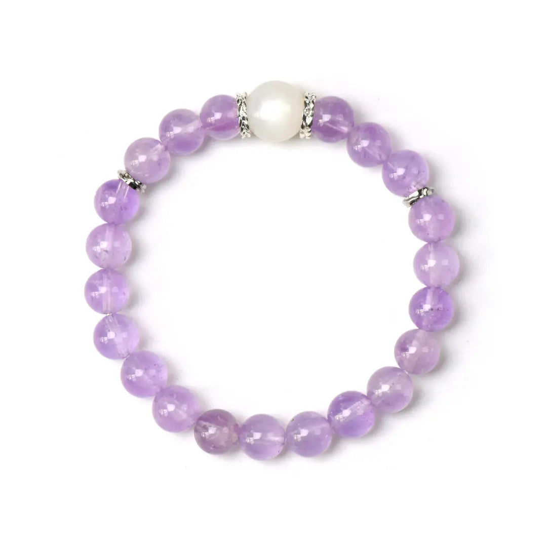 Lavender Amethyst · White Moonstone Balance Bracelet
