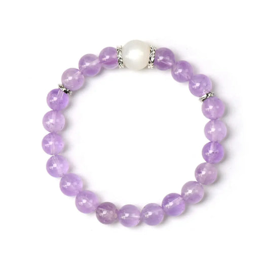 Lavender Amethyst · White Moonstone Balance Bracelet