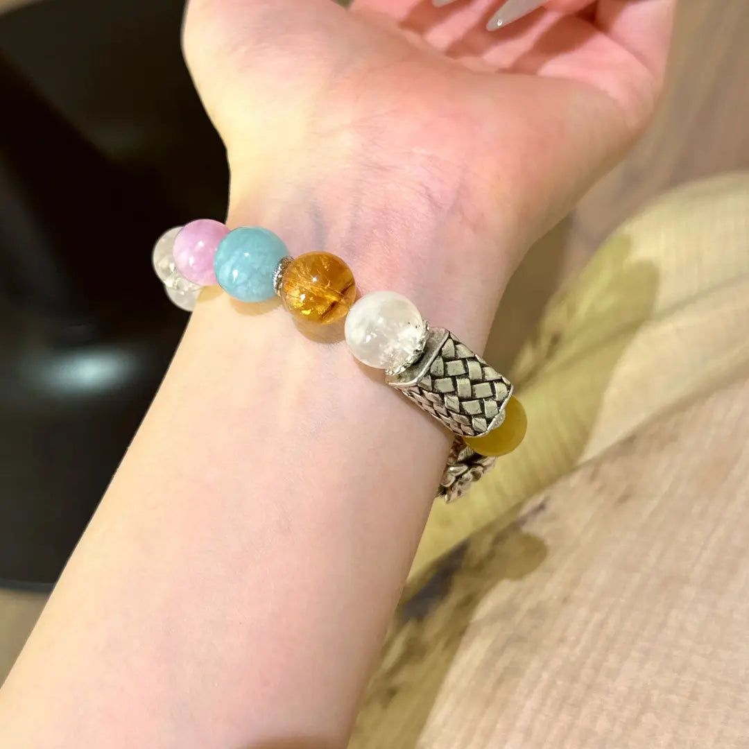 Handcrafted shopify--jewelry-material-1dyzjxql; citrine-crystal; tigers-eye; clear-quartz; kunzite; white-phantom-quartz; aquamarine Detail for Love - Astara