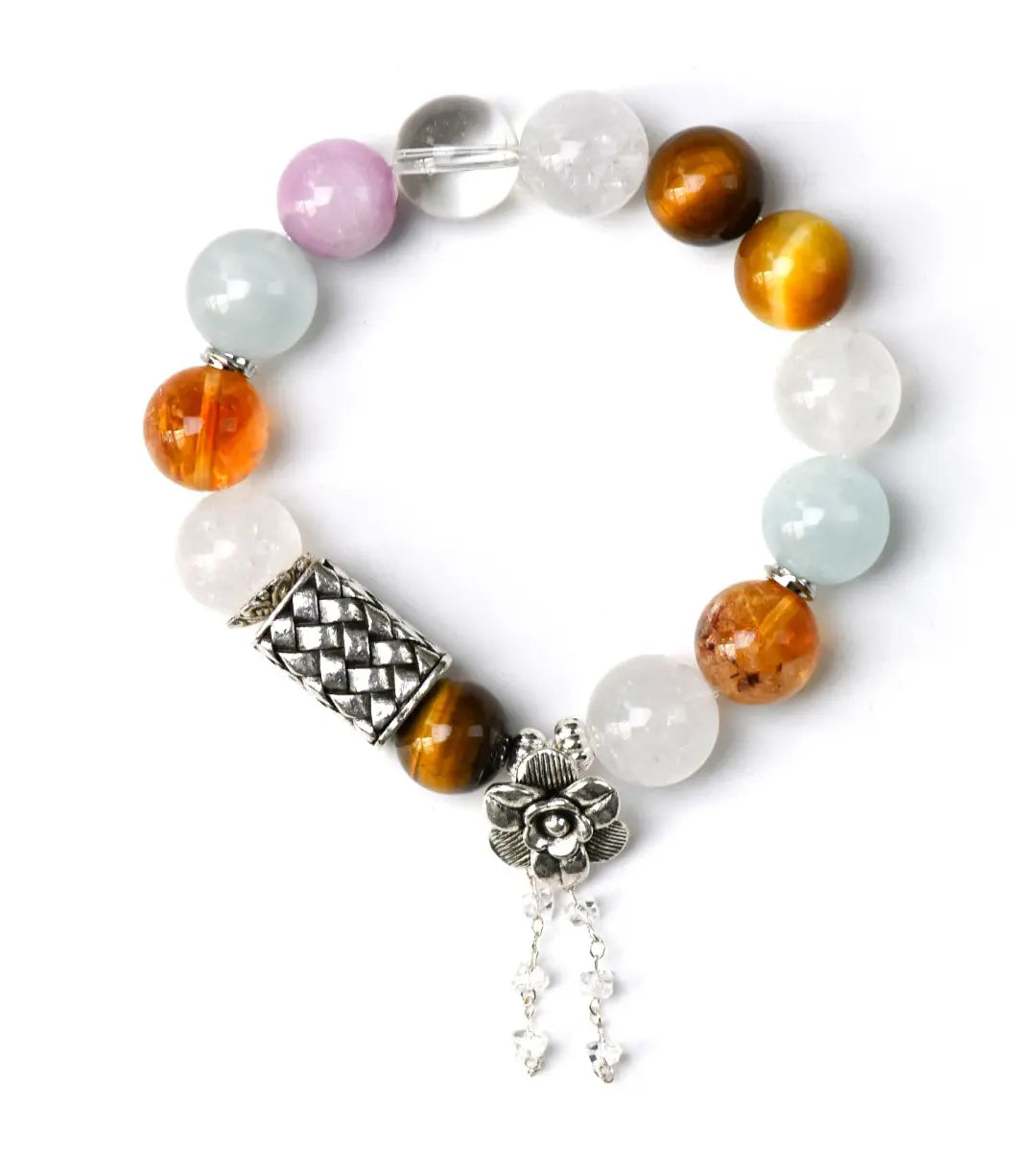 shopify--jewelry-material-1dyzjxql; citrine-crystal; tigers-eye; clear-quartz; kunzite; white-phantom-quartz; aquamarine Love Crystal Jewelry - Golden Ascension Multi-Gem Bracelet | Astara