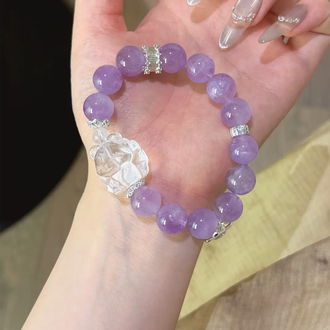 Lavender Amethyst & Clear Quartz Fox Bracelet