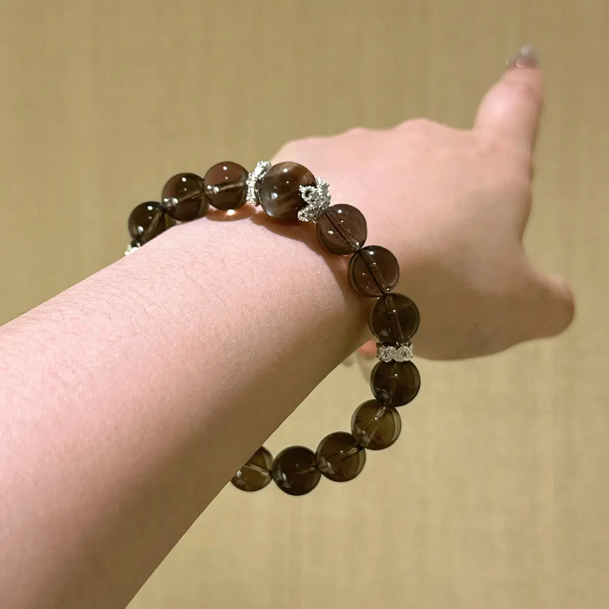 Iron Calm Smoky Quartz & Gold Rutilated Quartz Bracelet