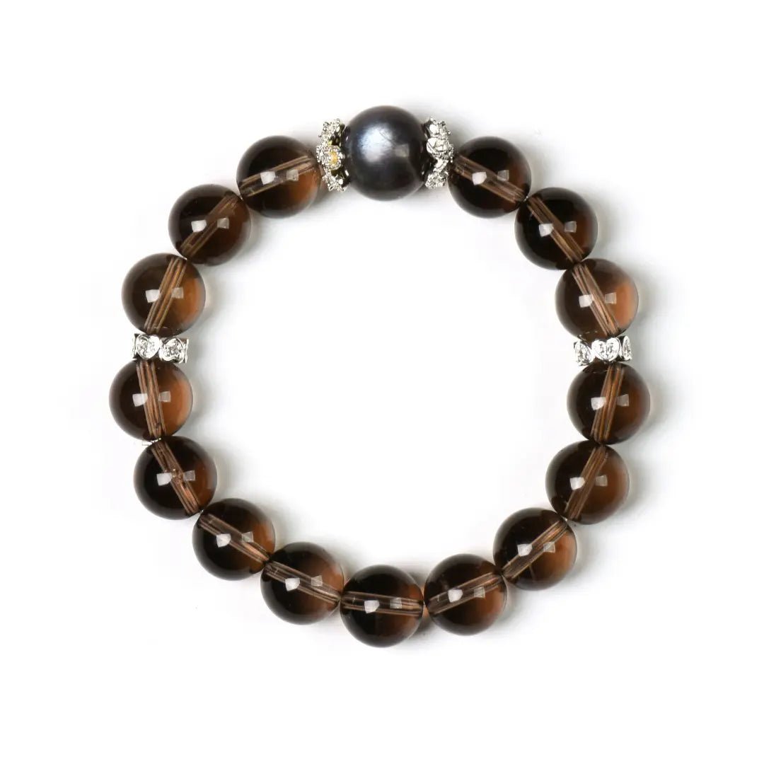 Iron Calm Smoky Quartz & Gold Rutilated Quartz Bracelet