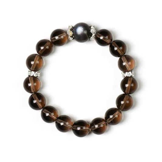 Iron Calm Smoky Quartz & Gold Rutilated Quartz Bracelet