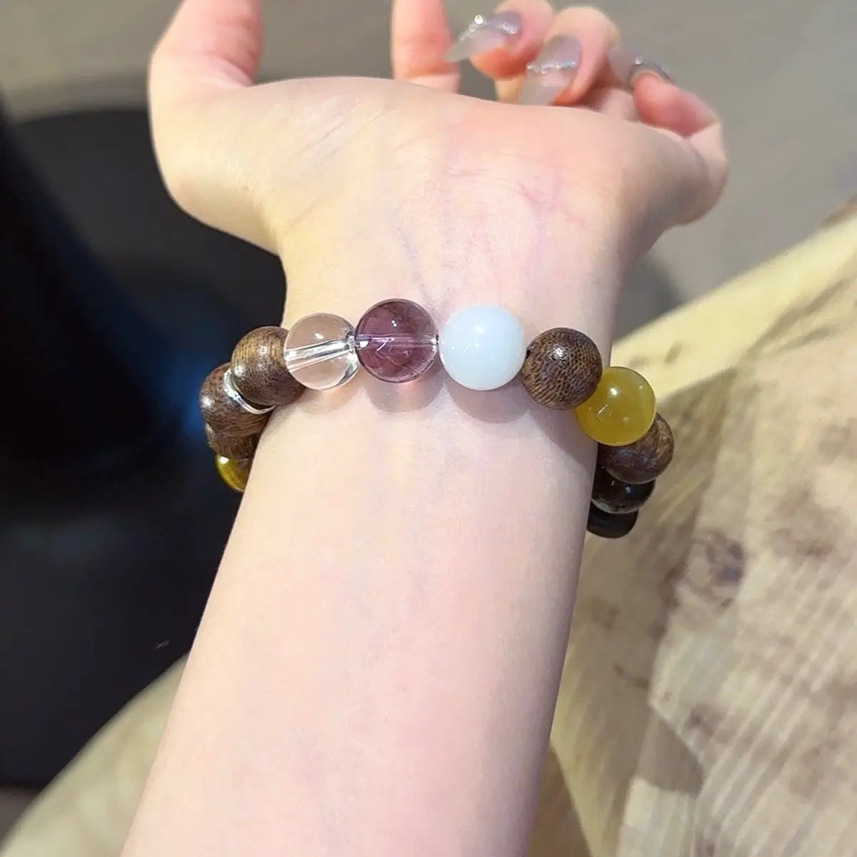 Agarwood & Multi-Crystal Bracelet