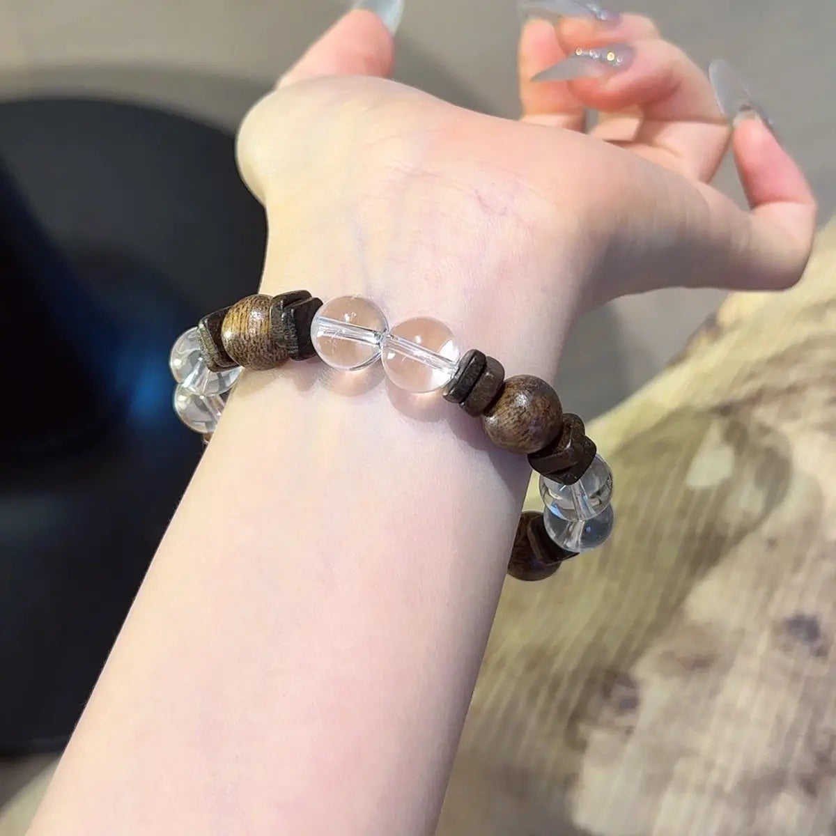 Clear Quartz & Agarwood Bracelet