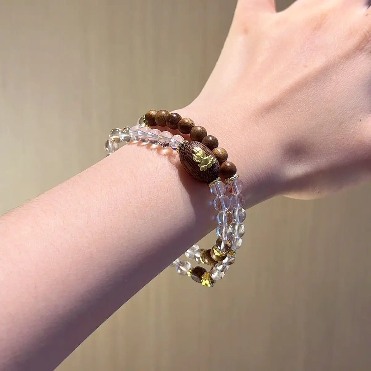 Clear Quartz & Agarwood Bracelet