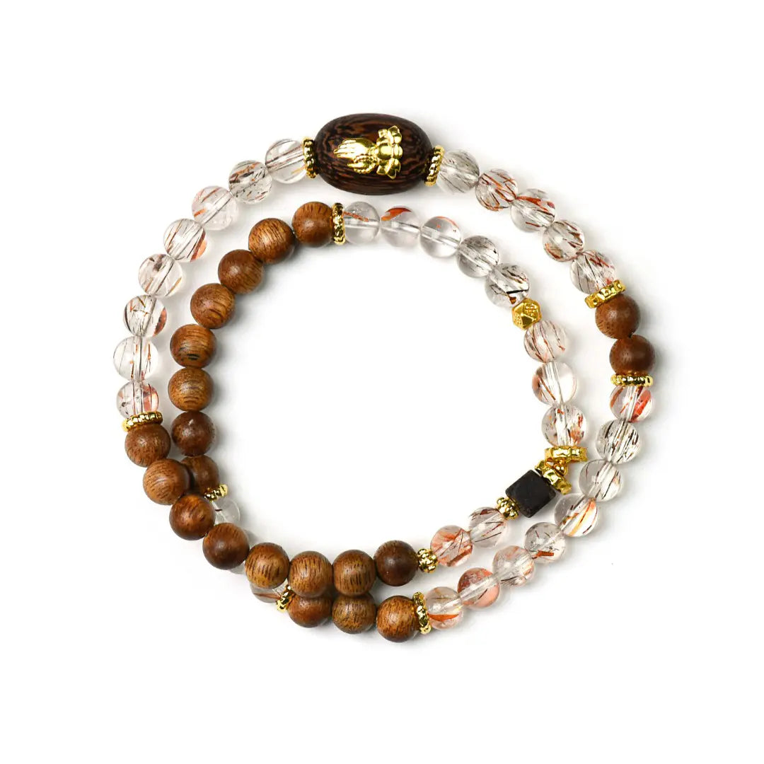 Clear Quartz & Agarwood Bracelet