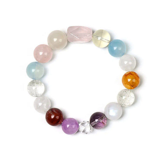 aquamarine; rose-quartz; amethyst; lepidolite; yellow-hematoid-quartz; red-hematoid-quartz; green-phantom-quartz; citrine-crystal Love Crystal Jewelry - Full Spectrum Ease Bracelet | Astara