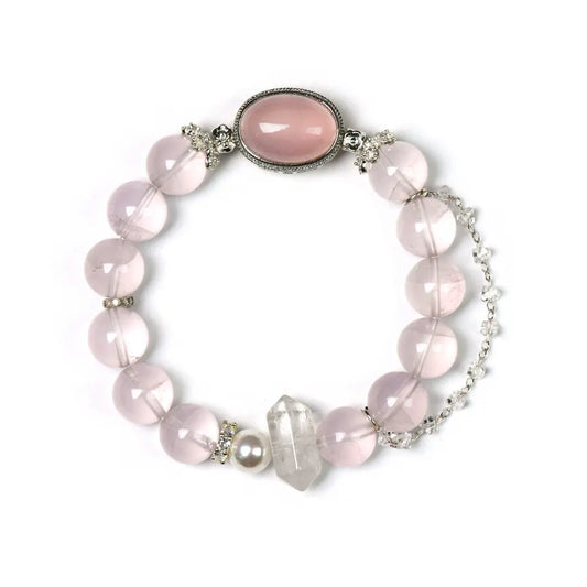 silver-plated; rose-quartz; clear-quartz; shell-pearl Love Crystal Jewelry - Gentle Love Bracelet | Astara