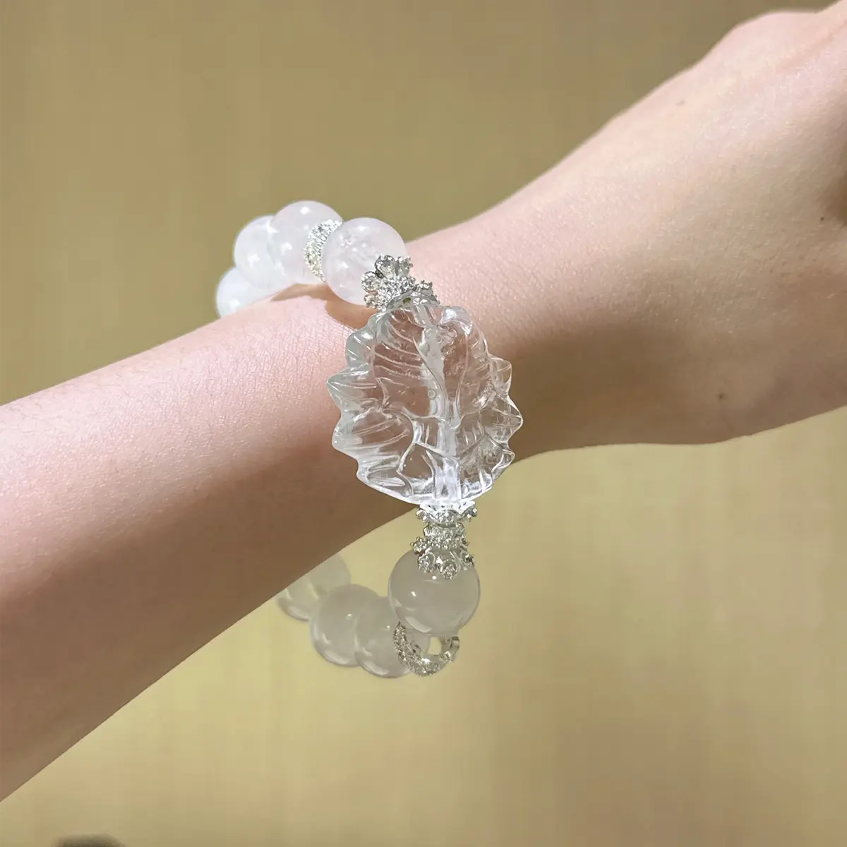 Handcrafted clear-quartz; white-phantom-quartz Detail for Love - Astara