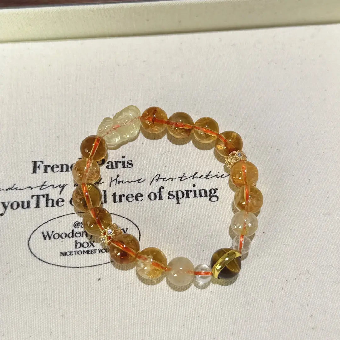 Handcrafted citrine-crystal; clear-quartz; golden-rutilated-quartz; tigers-eye Detail for Abundance - Astara