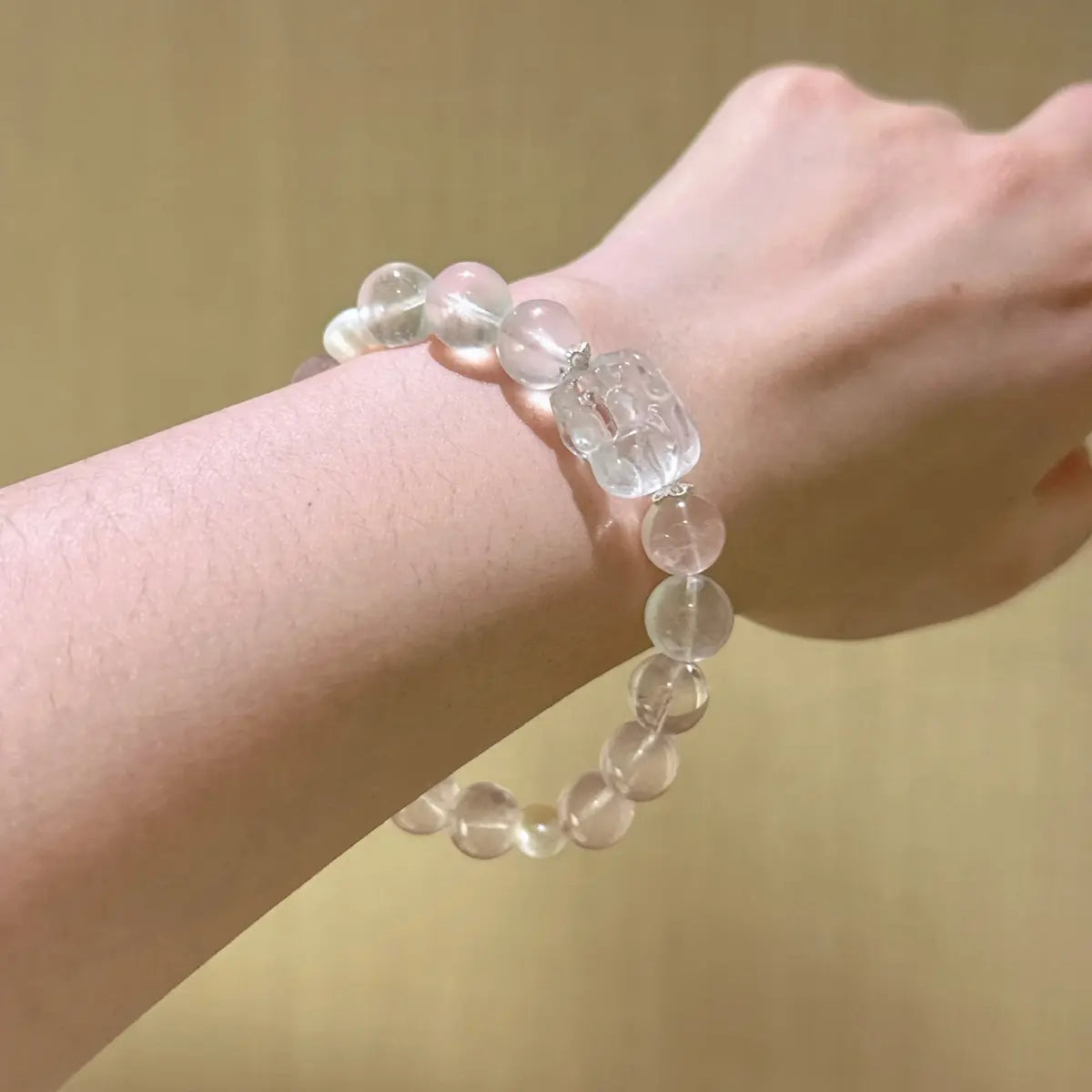 Handcrafted rose-quartz; shell-pearl; clear-quartz; blue-moonstone Detail for Love - Astara