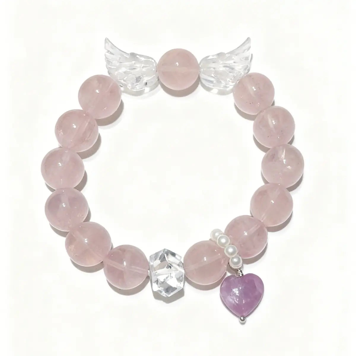 rose-quartz; clear-quartz Love Crystal Jewelry - Seraphic Rose Quartz Angel Wing Bracelet | Astara
