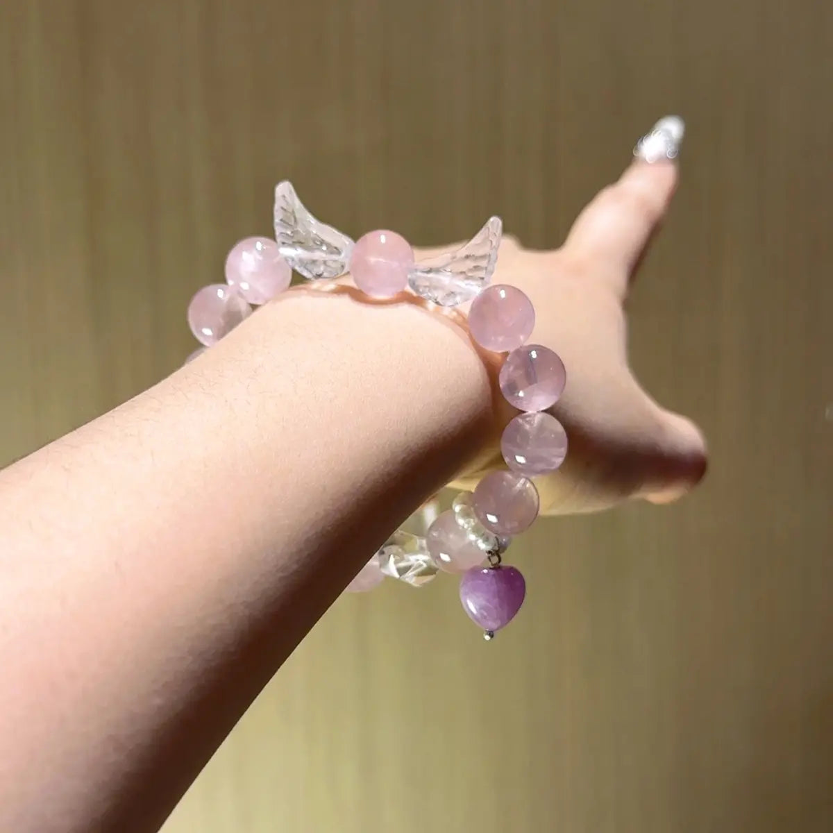 Handcrafted rose-quartz; clear-quartz Detail for Love - Astara