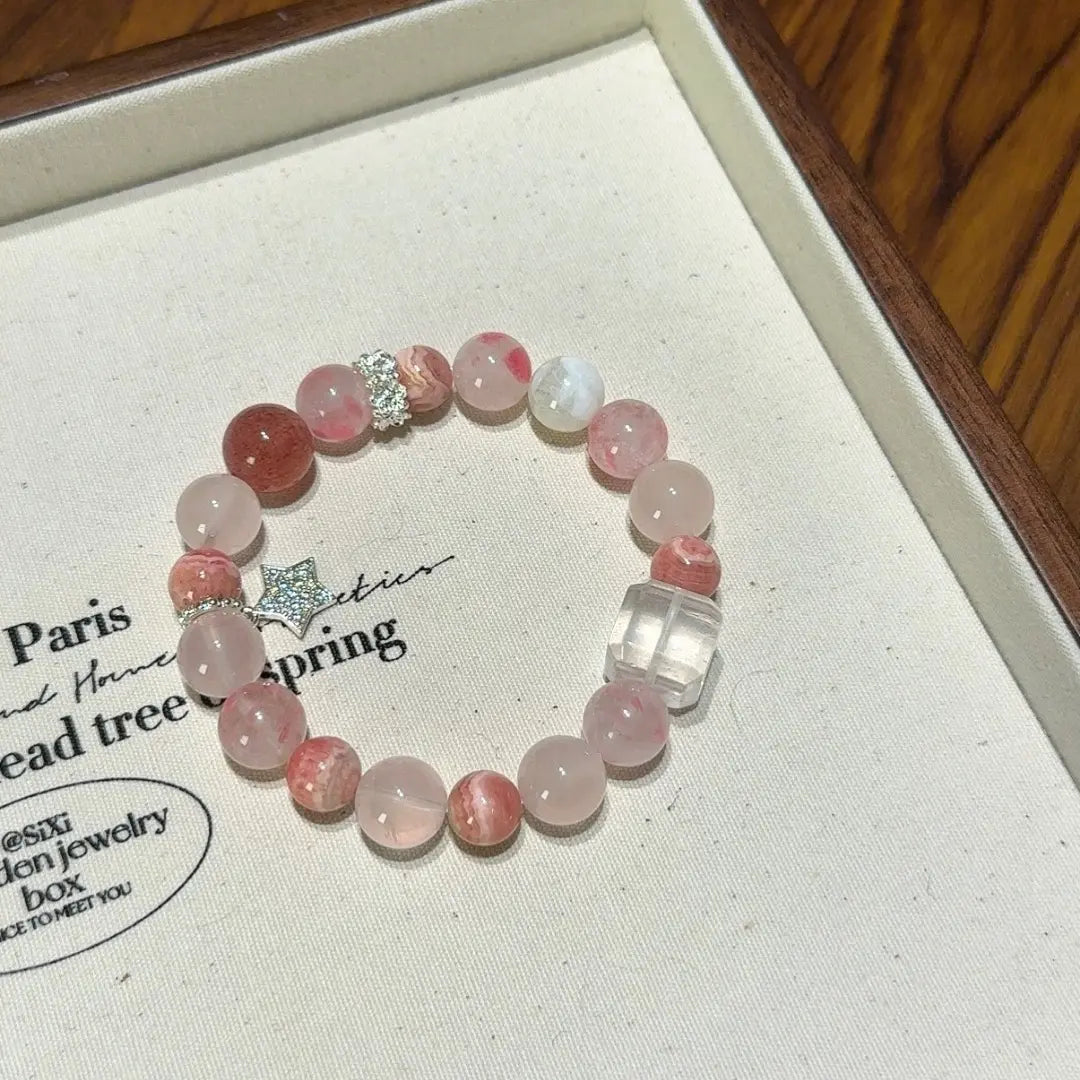 Handcrafted shopify--jewelry-material-1dyzjxql; rose-quartz; rhodochrosite; rhodonite; snowflake-phantom-quartz Detail for Love - Astara