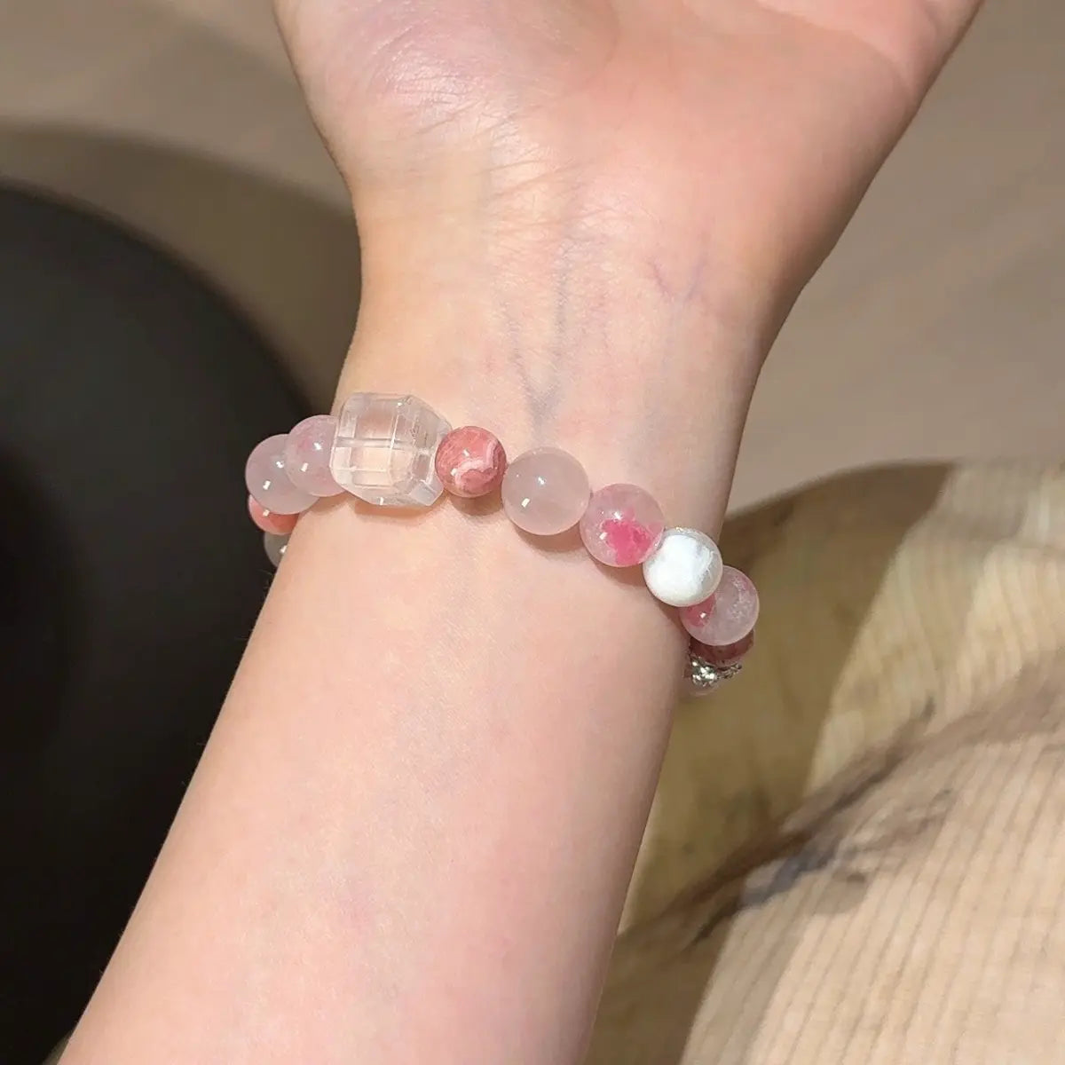Handcrafted shopify--jewelry-material-1dyzjxql; rose-quartz; rhodochrosite; rhodonite; snowflake-phantom-quartz Detail for Love - Astara