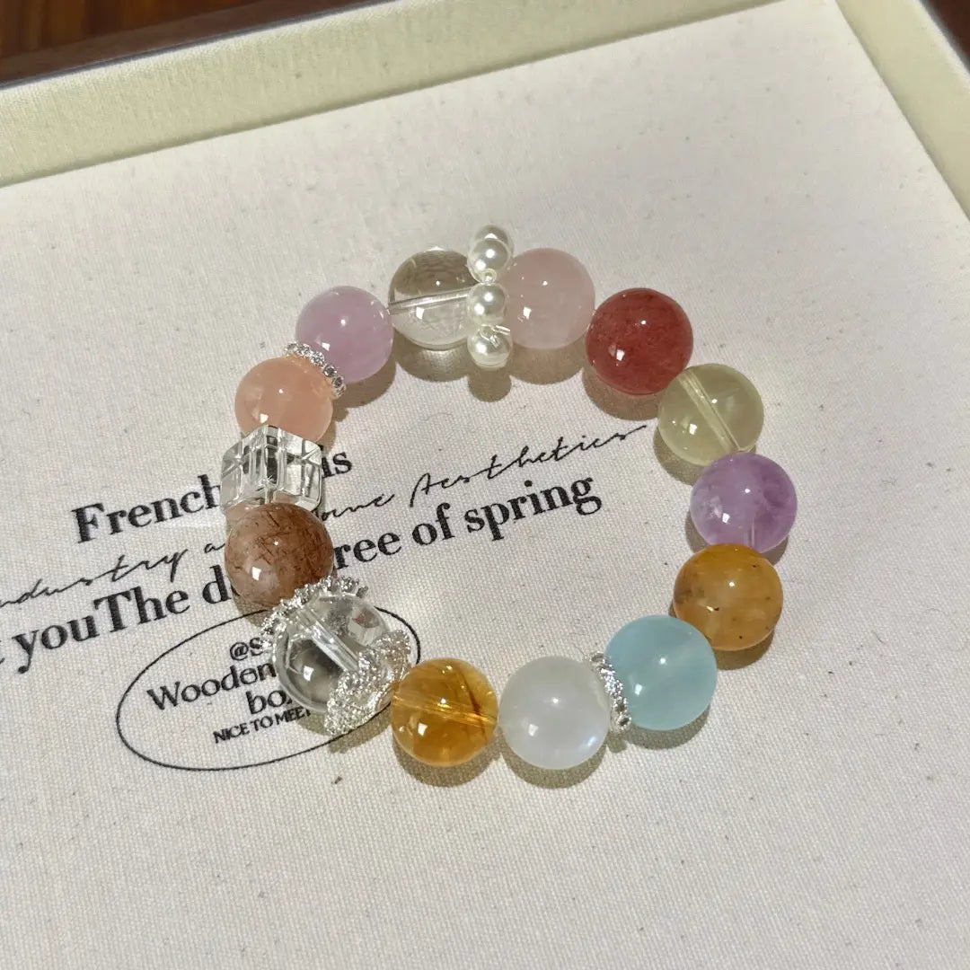Handcrafted citrine-crystal; amethyst; aquamarine; white-agate; blue-moonstone; yellow-hematoid-quartz; lemon-quartz; strawberry-quartz; rose-quartz; kunzite; clear-quartz; black-rutilated-quartz; grapefruit-rose-quartz Detail for Love - Astara