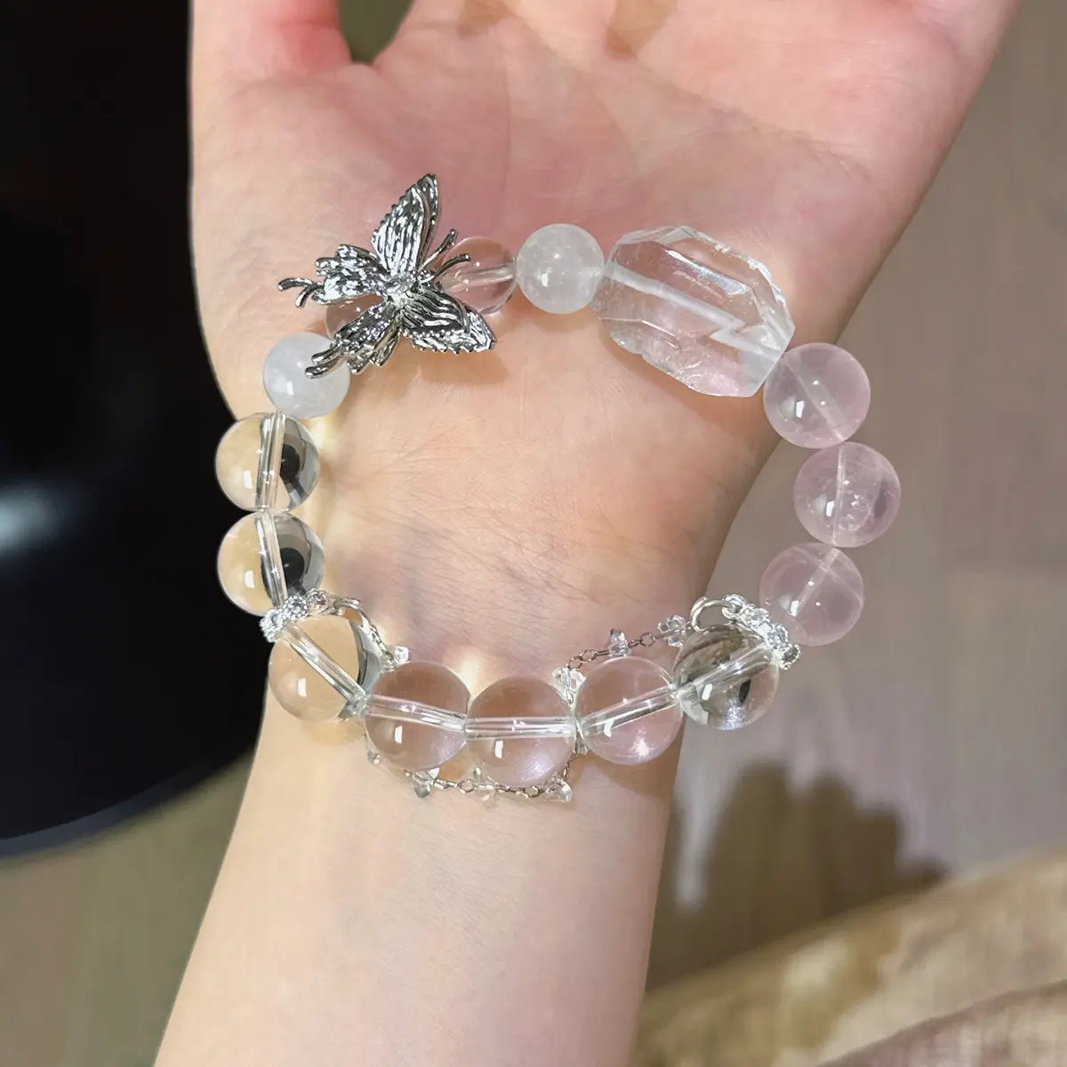 Handcrafted rose-quartz; clear-quartz; white-phantom-quartz Detail for Love - Astara