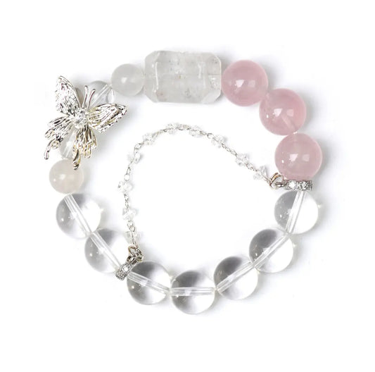 rose-quartz; clear-quartz; white-phantom-quartz Love Crystal Jewelry - Luminelle Rose & Clear Quartz Bracelet | Astara