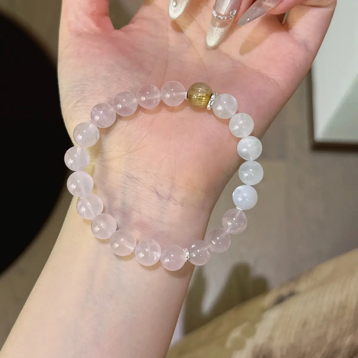 Aurielle Moonstone & Golden Rutilated Quartz Bracelet