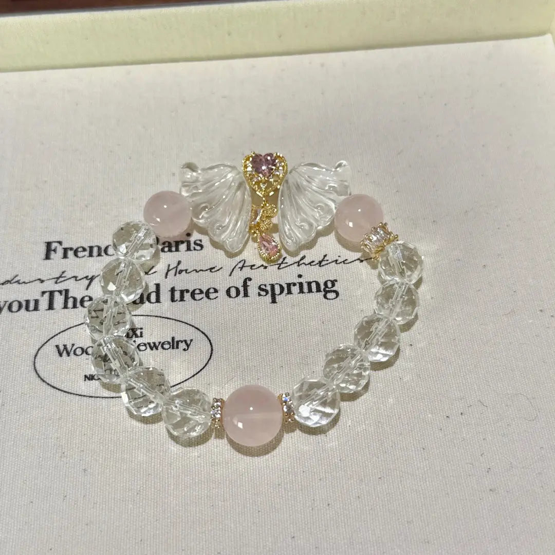 Handcrafted rose-quartz; clear-quartz Detail for Love - Astara