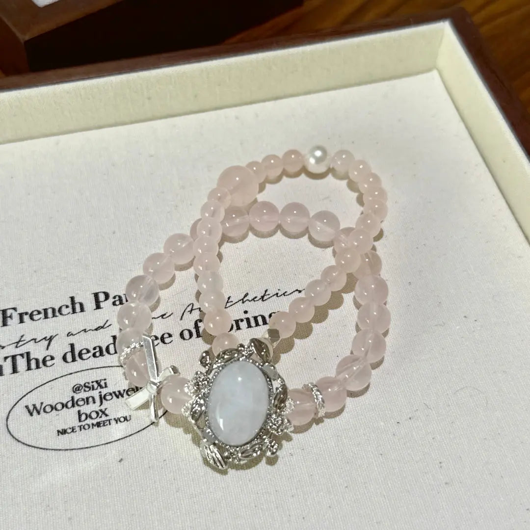 Handcrafted rose-quartz; milky-quartz Detail for Love - Astara