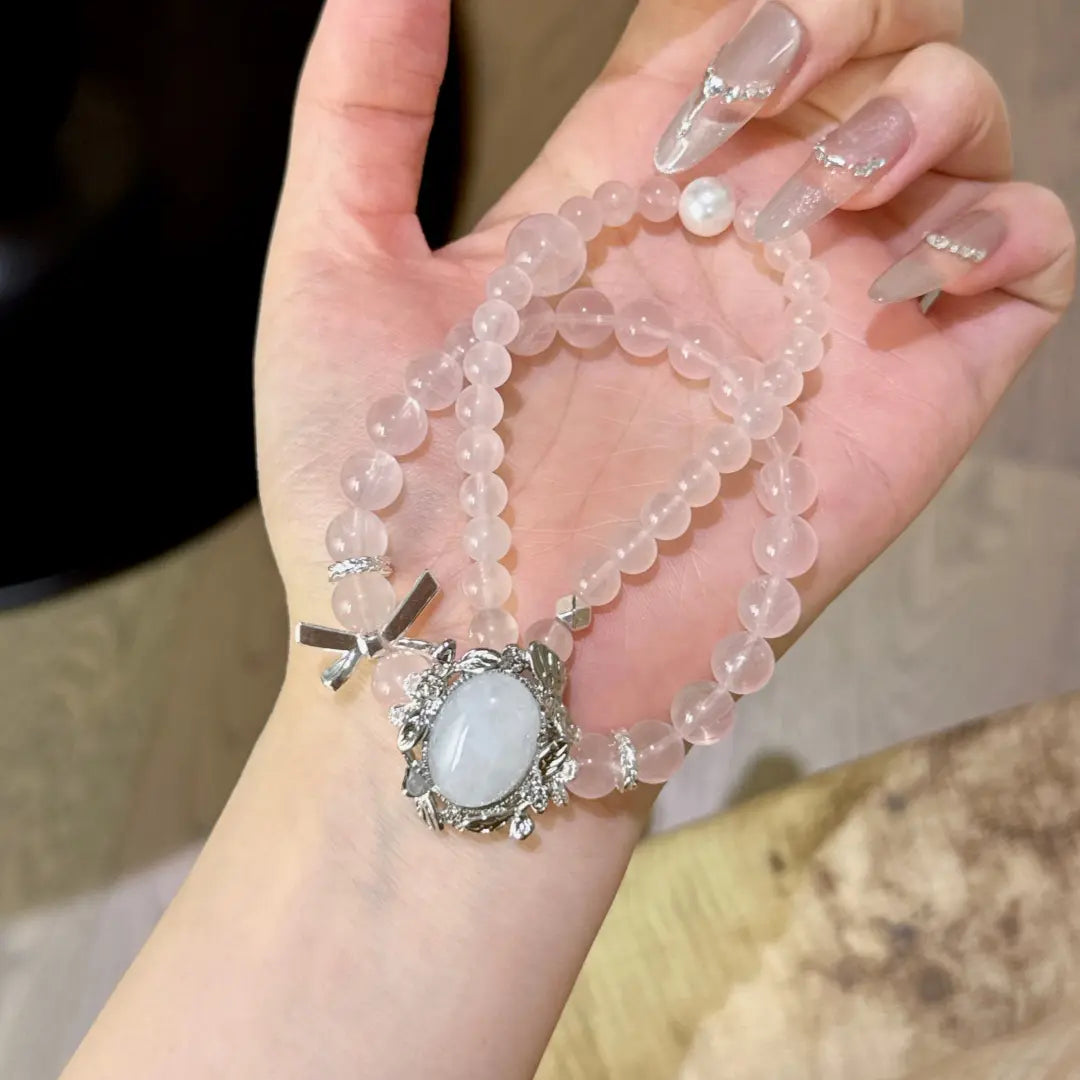 Handcrafted rose-quartz; milky-quartz Detail for Love - Astara