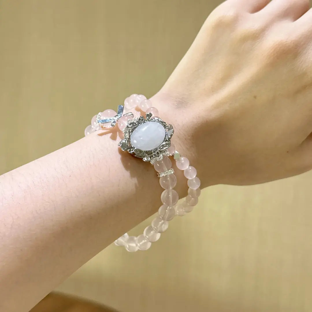 Handcrafted rose-quartz; milky-quartz Detail for Love - Astara