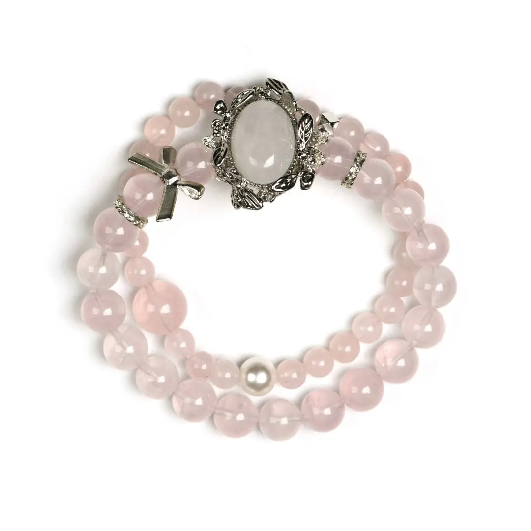 rose-quartz; milky-quartz Love Crystal Jewelry - Rosé Veil Milk Quartz Double Wrap Bracelet | Astara
