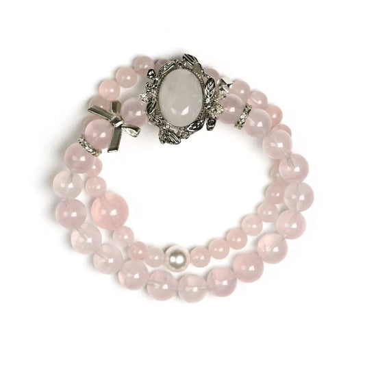 rose-quartz; milky-quartz Love Crystal Jewelry - Rosé Veil Milk Quartz Double Wrap Bracelet | Astara